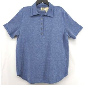 Vintage SJB Sport Shirt Womens Large Blue Short Sleeve Collared Top